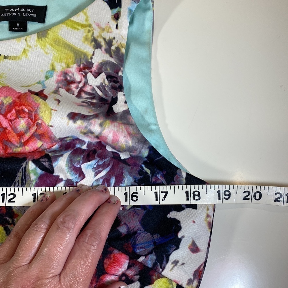 TAHARI Arthur Levine Floral Sheath Dress sz 8 - Picture 12 of 14